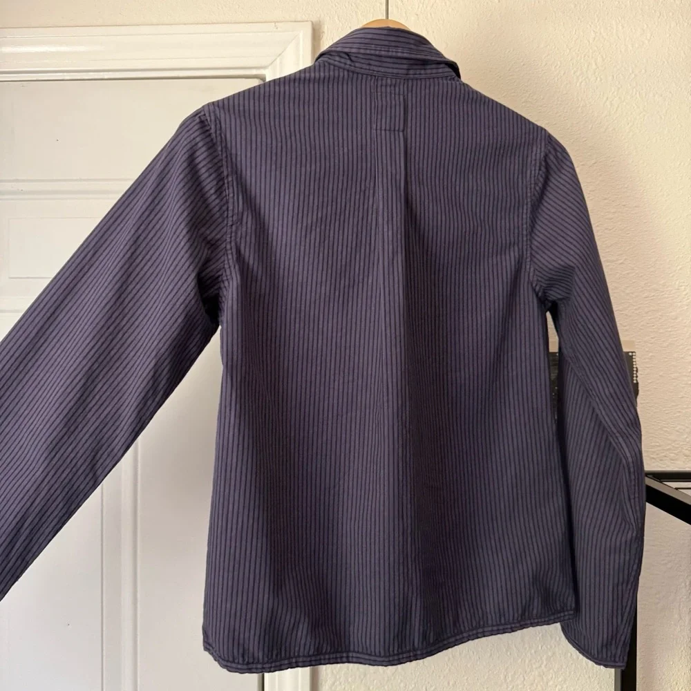 LWN navy indigo striped long sleeve‎ button up shirt